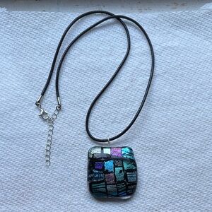 New Multicolored Dichroic Glass Pendant Necklace Handcrafted